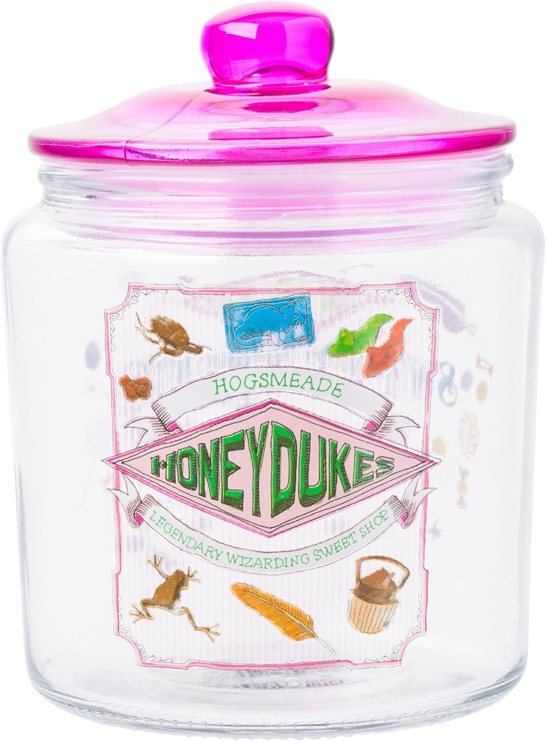 Silver Buffalo Harry Potter Hogsmeade Honeydukes Treats Glass Cookie Snack Candy Jar with Lid (Small)
