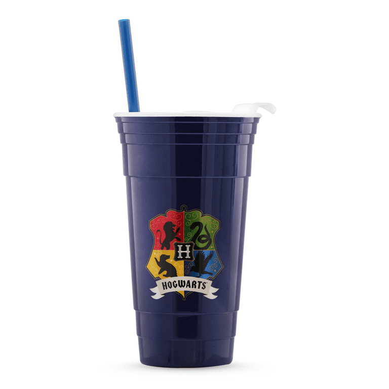 Harry Potter Hogwarts Crest Color 32oz Plastic Tumbler with Lid and Straw