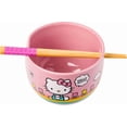 thumbnail image 1 of Silver Buffalo Hello Kitty Spring and Summer Flowers Rainbow Stripes Ceramic Ramen Noodle Rice Bowl with Chopsticks, Microwave Safe, 20 Ounces, 1 of 9