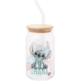 thumbnail image 1 of Silver Buffalo Disney Ohana Floral Glass Jar Tumbler with Bamboo Lid and Glass Straw, 16 Ounces, 1 of 9