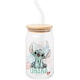 thumbnail image 1 of Silver Buffalo Disney Ohana Floral Glass Jar Tumbler with Bamboo Lid and Glass Straw, 16 Ounces, 1 of 8