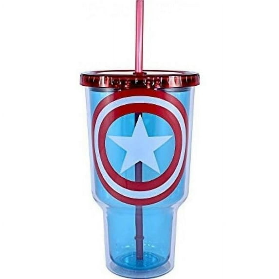 Silver Buffalo MV4717 Marvel Captain America Shield Plastic Cold Cup, 32 Oz