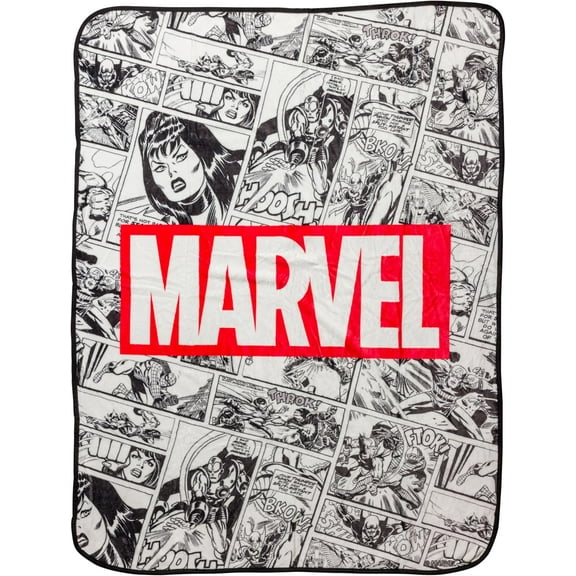 Silver Buffalo Marvel Avengers Retro Vintage Comics Panel 45" x 60" Fleece Throw, Soft and Cozy Blanket, 250 GSM
