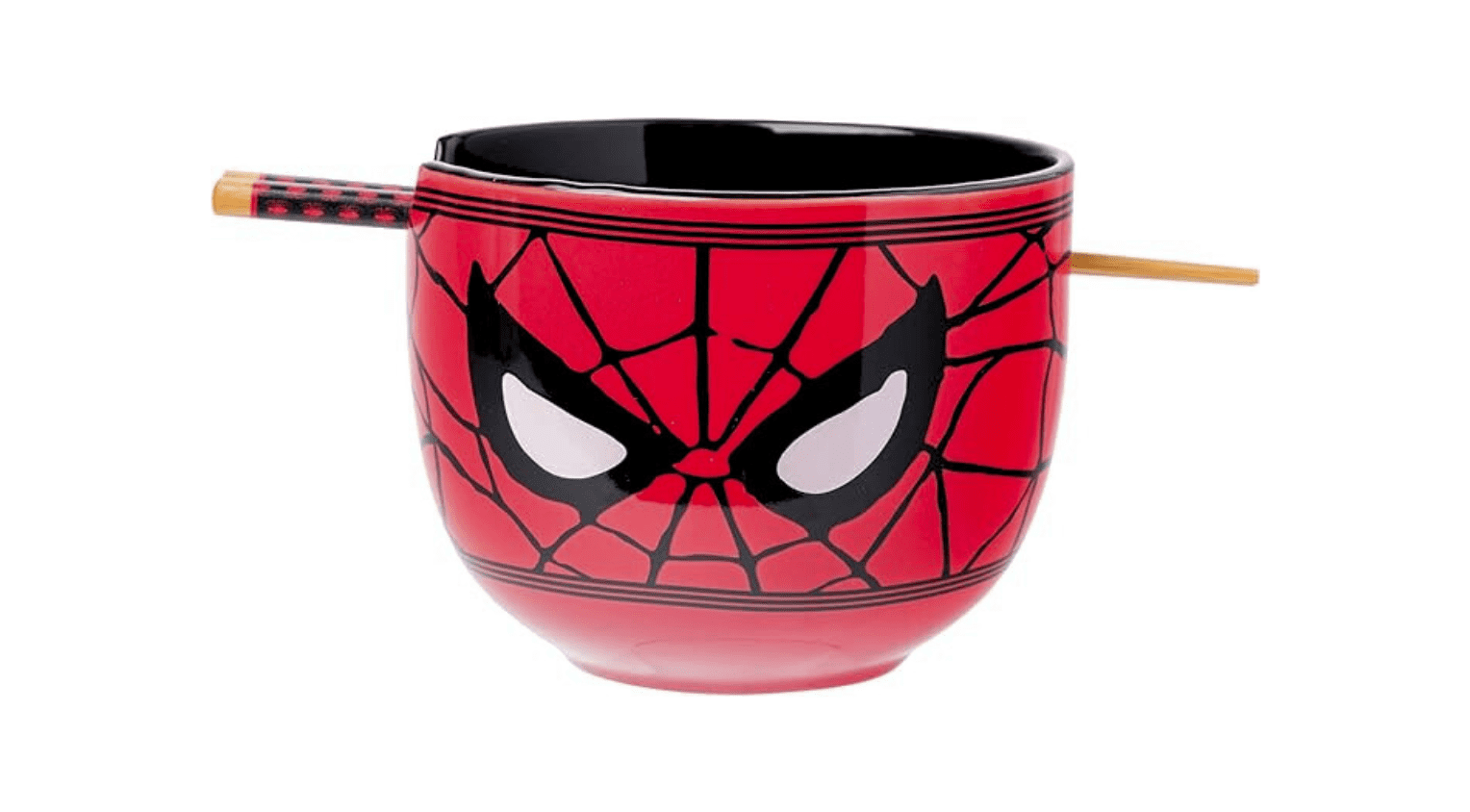 Silver Buffalo Marvel Spider-Man Ceramic Ramen Bowl with Chopsticks, 20oz