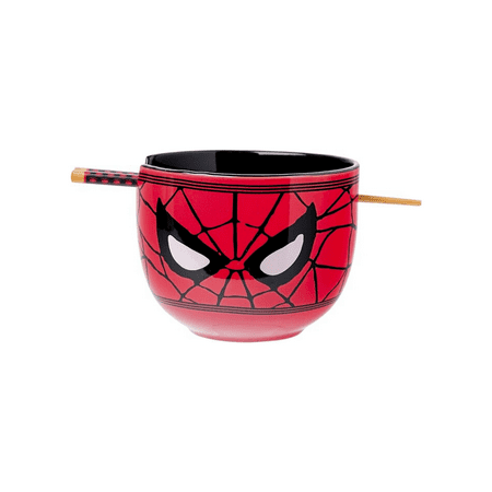 Silver Buffalo Marvel Spider-Man Ceramic Ramen Bowl with Chopsticks, 20oz