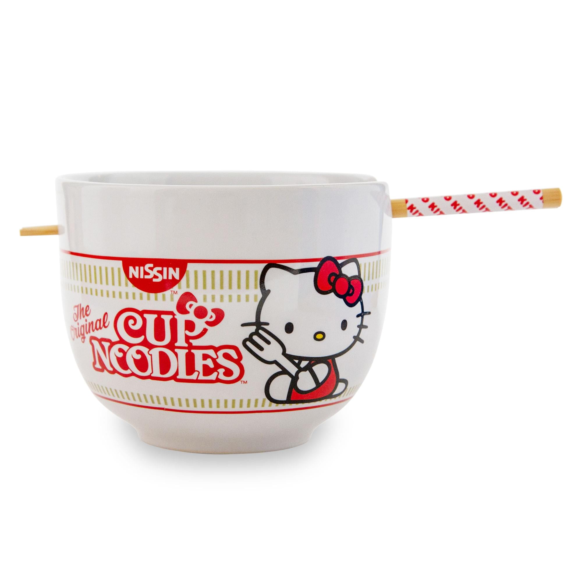 Silver Buffalo Microwave Microwave-safe Bowl with Chopsticks, Ceramic,20 oz