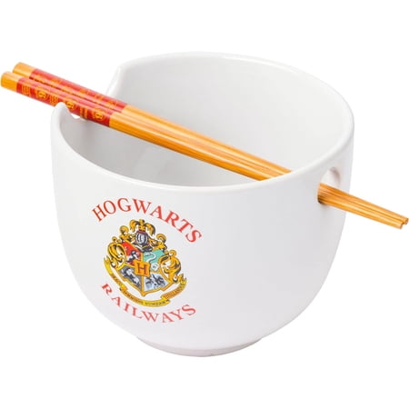 Silver Buffalo Microwave Safe Tableware Bowl with Chopsticks, Ceramic Harry Potter, 1.4 lb