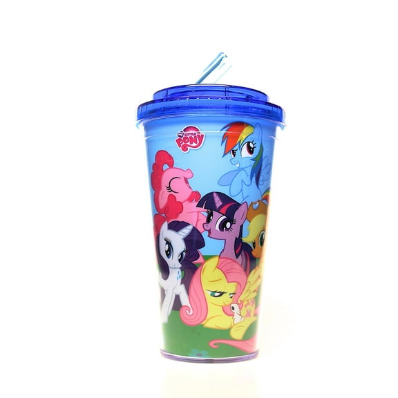 Silver Buffalo My Little Pony Friendship Is Magic Plastic Flip Straw Cold Cup, 16 oz