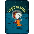 thumbnail image 1 of Silver Buffalo Peanuts Snoopy I Need My Space Astonaut Outer Space Moon 45" x 60" Fleece Throw, Soft and Cozy Blanket, 180 GSM, 1 of 6