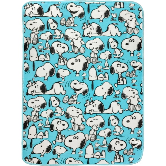 Silver Buffalo Peanuts Snoopy Multi Pose Expression 45" x 60" Fleece Throw, Soft and Cozy Blanket, 180 GSM