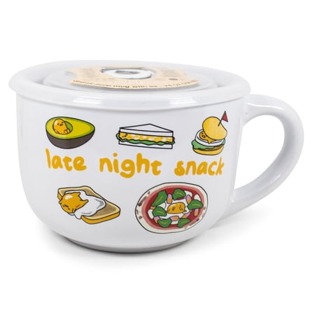Silver Buffalo SVB-GUD410K4-C Gudetama Late Night Snack 24 Ounce Ceramic Bowl with Lid