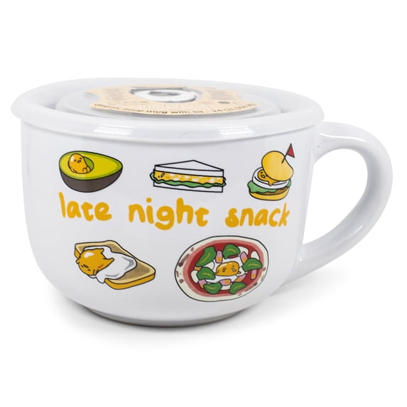 Silver Buffalo SVB-GUD410K4-C Gudetama Late Night Snack 24 Ounce Ceramic Bowl with Lid