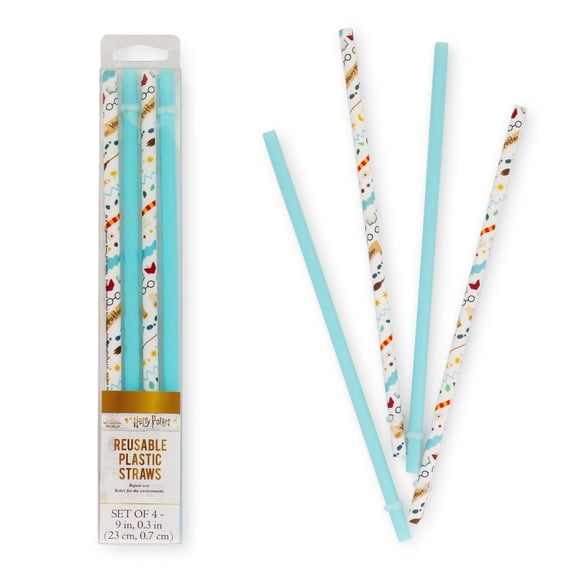 Silver Buffalo SVB-HP14897Z-C Harry Potter Icons Reusable Plastic Straws | Set of 4