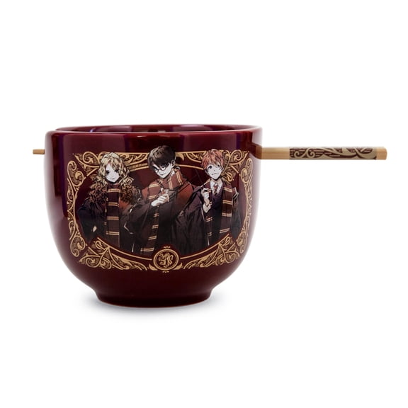 Silver Buffalo SVB-HP2614KD-C Harry Potter Anime Trio 20-Ounce Ramen Bowl and Chopstick Set