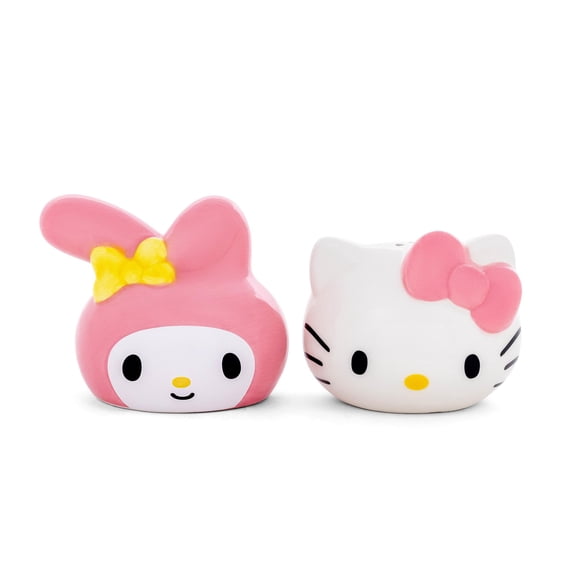 Silver Buffalo Sanrio Hello Kitty And My Melody 3D Sculpted Ceramic Salt and Pepper Shaker Set