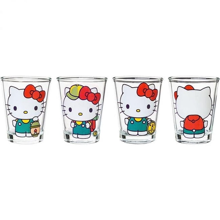 Silver Buffalo Sanrio Hello Kitty Camping 4 Pack Mini Glass Set