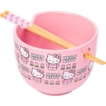 thumbnail image 1 of Silver Buffalo Sanrio Hello Kitty Flowers Pattern Ceramic Ramen Noodle Rice Bowl with Chopsticks, Microwave Safe, 20 Ounces, 1 of 10
