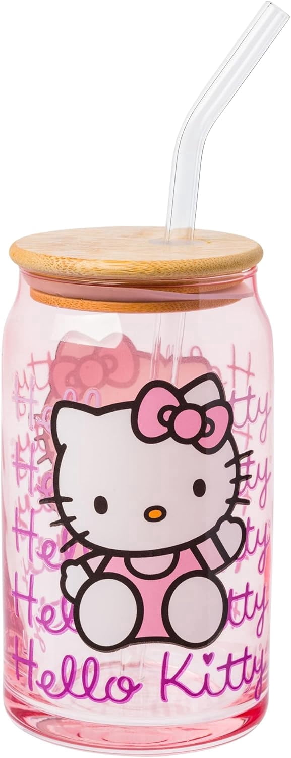 Silver Buffalo Sanrio Hello Kitty Glass Jar Tumbler