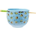 thumbnail image 1 of Silver Buffalo Sanrio Hello Kitty and Friends Keroppi Fishing and Doodling Ceramic Ramen Noodle Rice Bowl with Chopsticks, Microwave Safe, 20 Ounces, 1 of 8