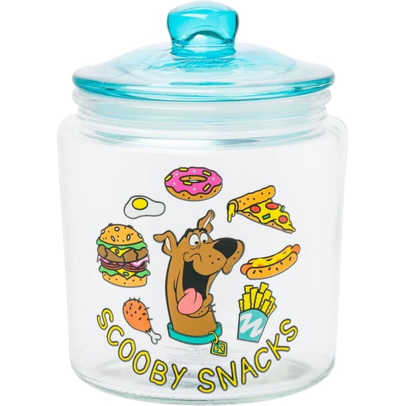 Silver Buffalo Scooby Doo Food Pattern Glass Jar with Lid, 6 inches