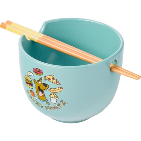 Silver Buffalo Scooby-Doo Scooby Snacks Ceramic Ramen Noodle Rice Bowl with Chopsticks, Microwave Safe, 20 Ounces