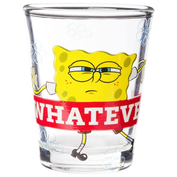 Silver Buffalo Spongebob Modern Quote Set 4pc. Mini Glass Set 4x1, 1.5 Ounces