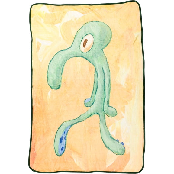 Silver Buffalo Spongebob Squarepants Squidward Artwork 45" x 60" Fleece Throw, Soft and Cozy Blanket, 180 GSM