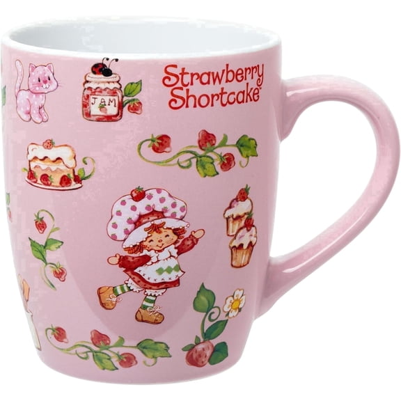Silver Buffalo Strawberry Shortcake Berry Vines Toss Print 25oz Jumbo Curved Ceramic Mug