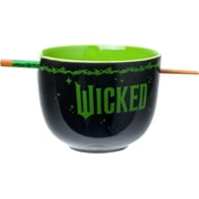 Silver Buffalo Wicked Elphaba Defy Gravity Ceramic Ramen Noodle Rice Bowl with Chopsticks, Microwave Safe, 20 Ounces