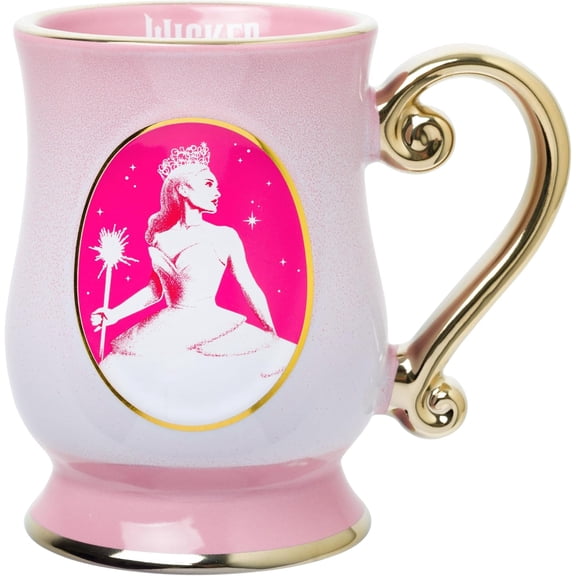 Silver Buffalo Wicked Featuring Glinda The Best Witch of All Embossed Gold Foil Footed Ceramic Mug, 17.5 Ounces