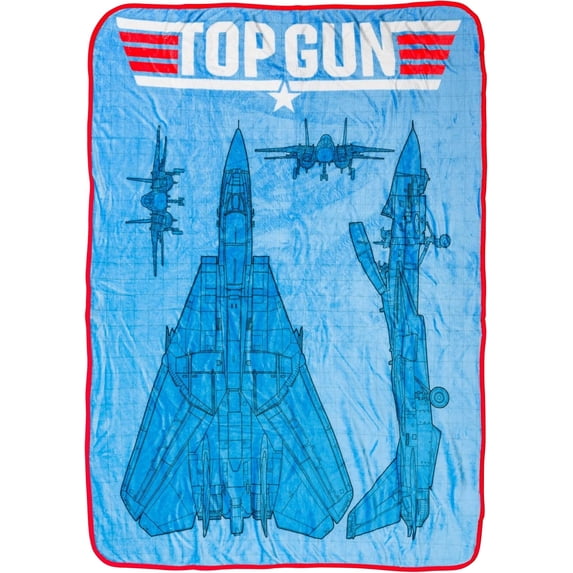 Silver Buffalo Top Gun: Maverick Plane Schematic 45" x 60" Fleece Throw, Soft and Cozy Blanket, 185 GSM