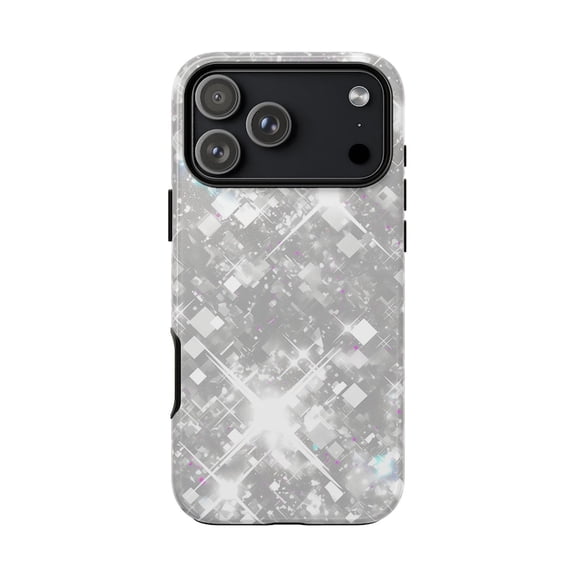 Silver Burst Holographic Glitter Shine Case with iPhone 17 to 11 Pro Max