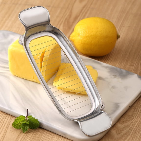 Silver Butter Cutter Slicer, Stainless Steel Butter Slicer Cheese Cube Cutter, Cheese Slicer with Ergonomic Handle, Multi-purpose Cheese Slicer Block Cheese Cutter,7.7Inch