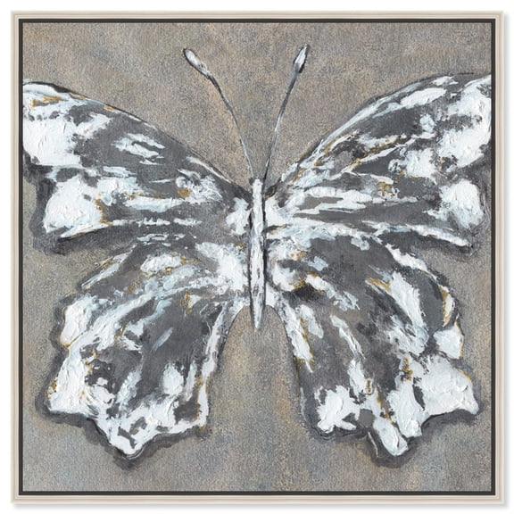 Silver Butterfly Canvas Butterfly Art Prints by Art Remedy, Silver Frame, 30" x 30"