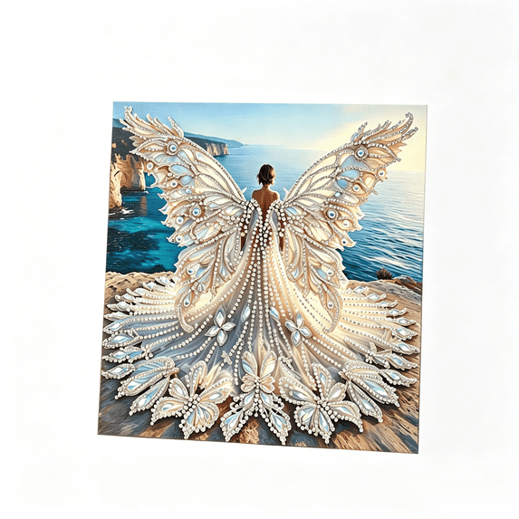 Silver Butterfly Fairy Diamond Painting Kit 5D Full Drill Rhinestone Mosaic Art Craft Set for Fantasy Home Wall Decor Indoor Crafting Project for Adult Hobbyists and Creative Makers Supplies