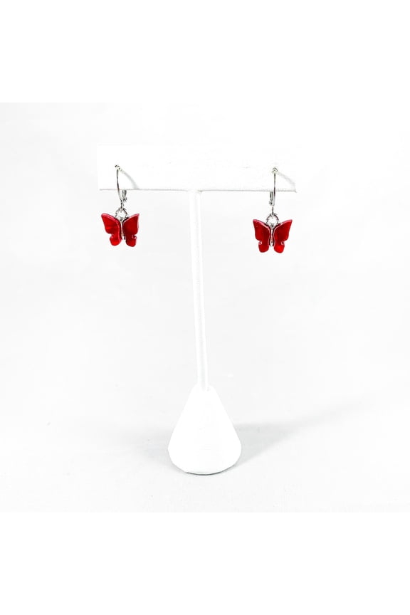 Silver Butterfly Kisses ruby red pearly butterflies with mini silver butterflies