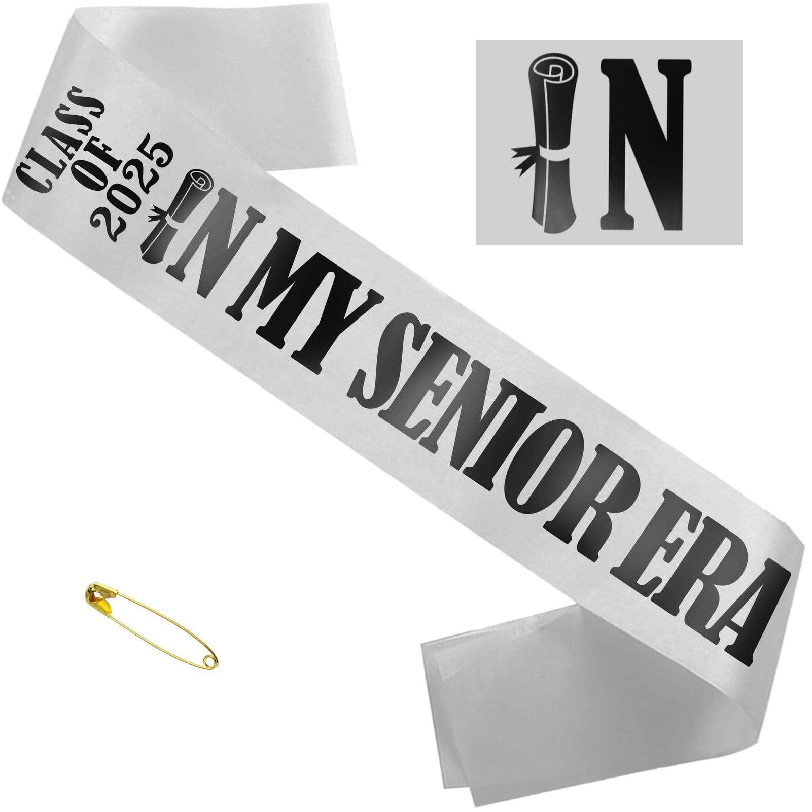 Silver "CLASS OF 2025 IN MY BSL1 SENIOR ERA" Black Foil Letters ...