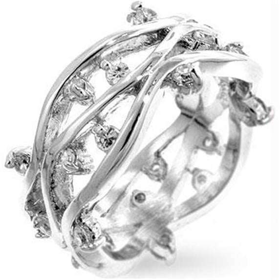 Silver CZ Vines Ring, Size : 08