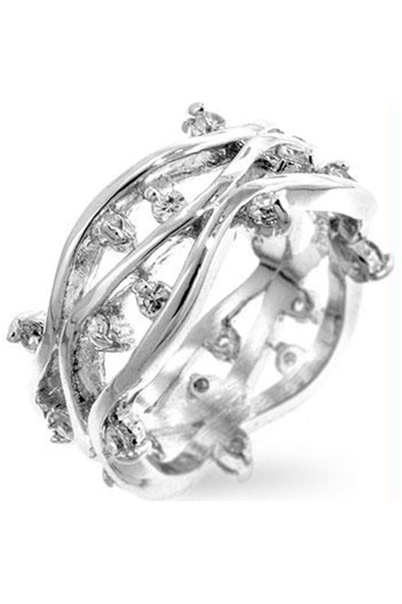 Silver CZ Vines Ring, Size : 07