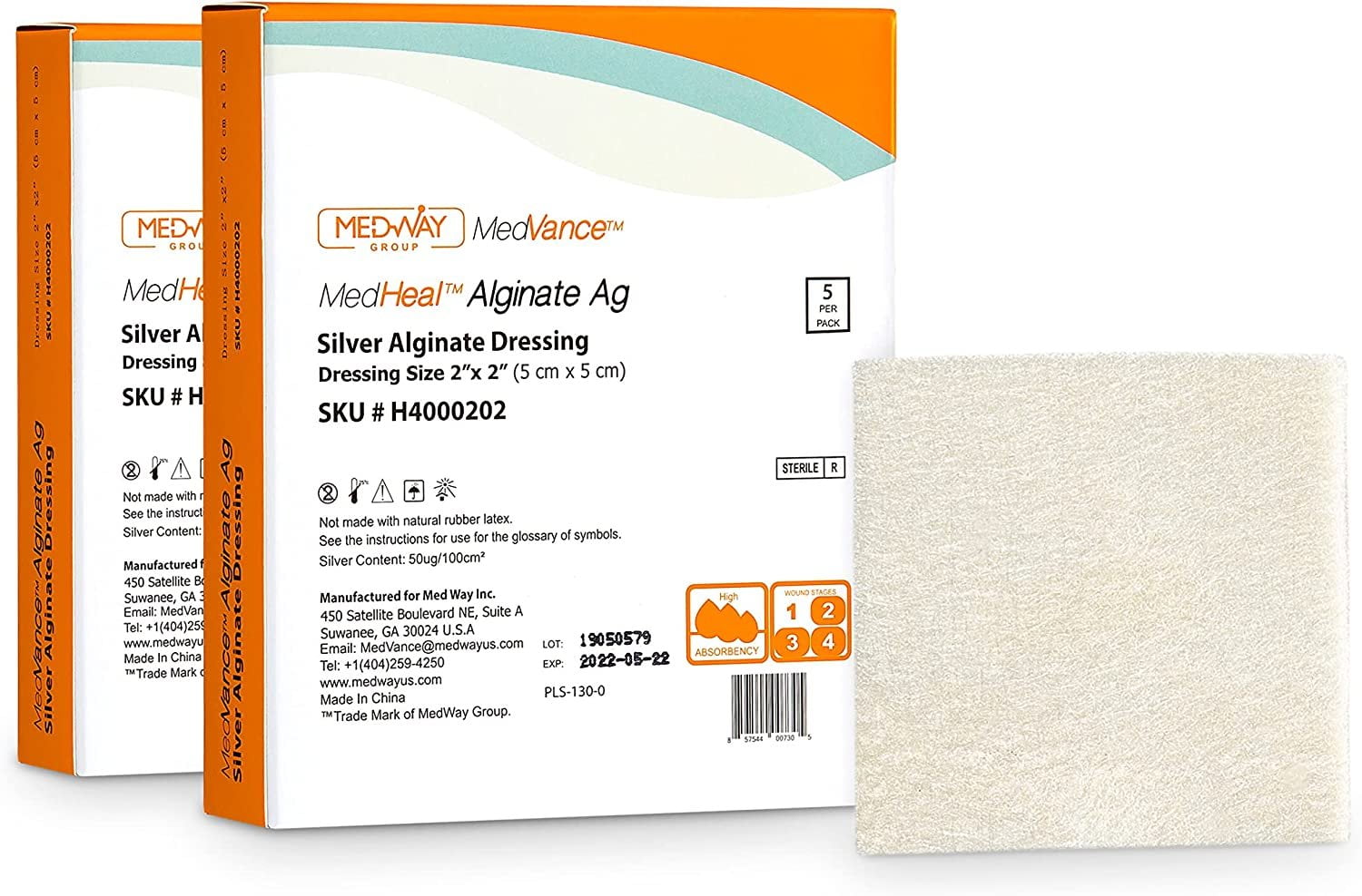 "MedVance Silver Calcium Alginate, Highly Absorbent Antibacterial Wound