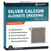 Ceeport Silver Calcium Alginate Wound Dressing 3 x 3, 5 Individual Pack, Highly Absorbent Dressing Gauze, Soft and Comfortable Silver Dressing for Wound Care, Non Stick Pads for Wounds