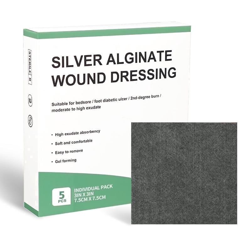 Silver Calcium Alginate Wound Dressing Pads, 3" x 3" Patch, 5 Pack Individual, Soft Silver Ag Bandages for Wound Care, Gentle Highly Absorbent - Walmart.com Silver Calcium Alginate Wound Dressing Pads, 3" x 3" Patch, 5 Pack Individual, Soft Silver Ag Bandages for Wound Care, Gentle Highly Absorbent - Walmart.com
