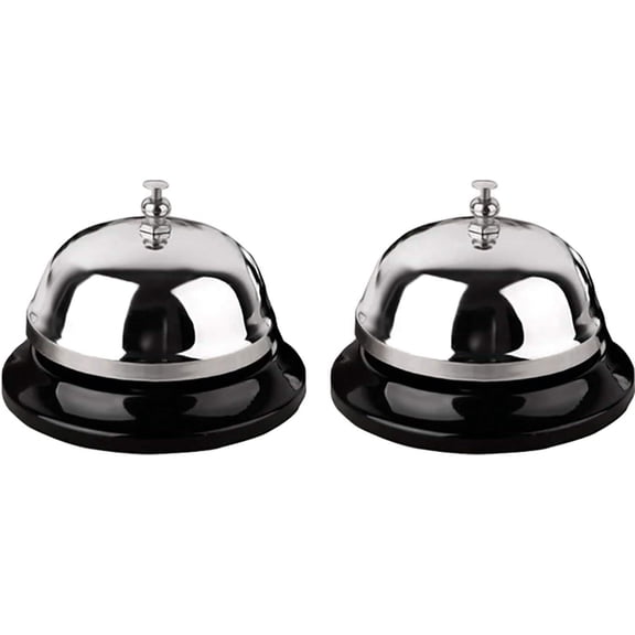 Silver Call Bell 2 Packs 3.3 Inch Diameter with Metal Anti-Rust Construction, Desk Bell for Hotels, Schools, Restaurants, Reception Areas, Hospitals, Warehouses