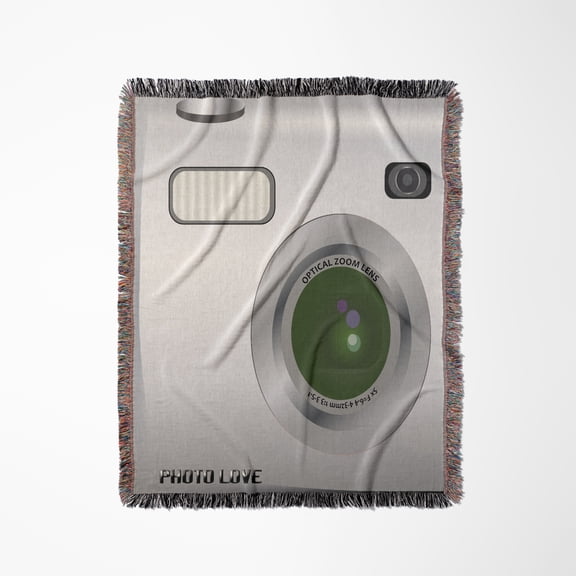 Silver Camera Square Design - Unique Novelty Gift For Photography Fans And Photographers, Woven Blanket