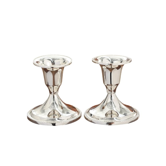 Silver Candle Holders 2Pcs, Silver Candlestick Holders Set for Table Centerpiece, Vintage Taper Candle Stand for Home Wedding Dining Parties Decor