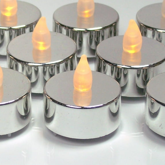 Silver Candles - Set of 12 Flameless Tealights
