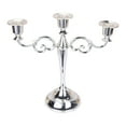 thumbnail image 1 of Silver Candlestick 3-Headed Candle Holders, Vintage Home Dinner Table Ornament, 3 Arms Metal Candleholder, Aluminium Rustic Candle stick, Swirling Floral Candelabra, Wedding Backdrop, Christmas Decor, 1 of 6