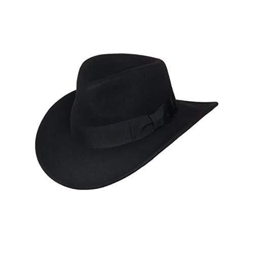 Cancan Black 100% Australian Wool Wide Brim Fedora Hat Unisex Size Large Buster Wool Fedora Mens & Womens – Conner Hats main image 3