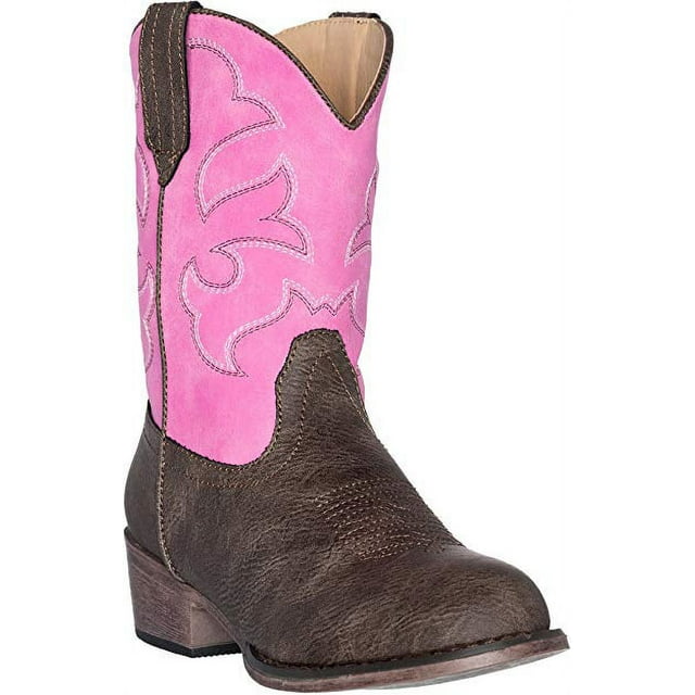 Silver Canyon Children Western Kids Cowboy Boot, 6 M US Toddler - Pink Brown
