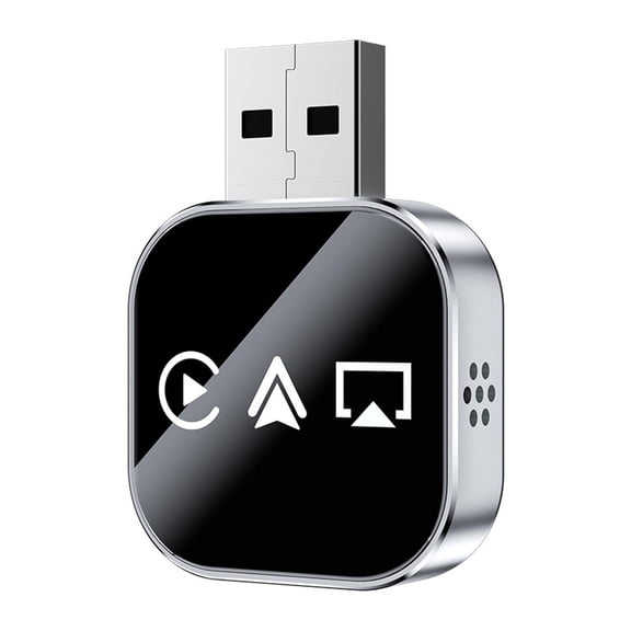 Silver Car Accessories, Auto Carplay Dongle, Usb-A Converter, 0.9X0.9 In, Ios Screen Casting, Vehicle Upgrade, Polished Metal, 1 Pc